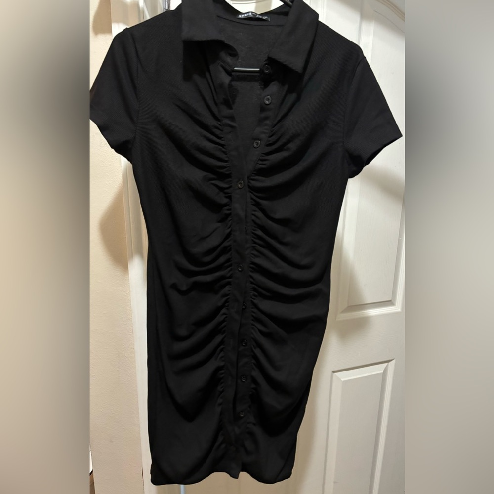 Black button up dress